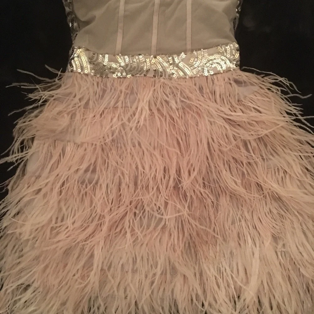 Stunning Bebe feather and sequin dress - Picture 3 of 8